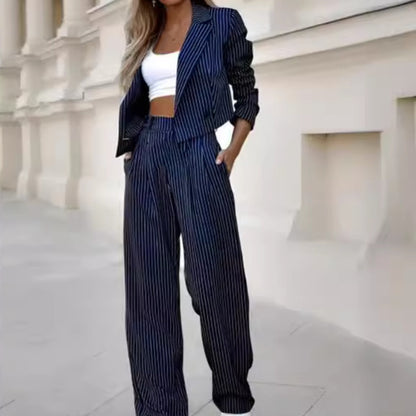 Damen modisches Streifenanzug Set Stalluxe