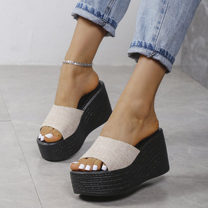 Damen Wedge-Sandaletten mit elegantem Stoffoberteil und rutschfester Sohle Stalluxe