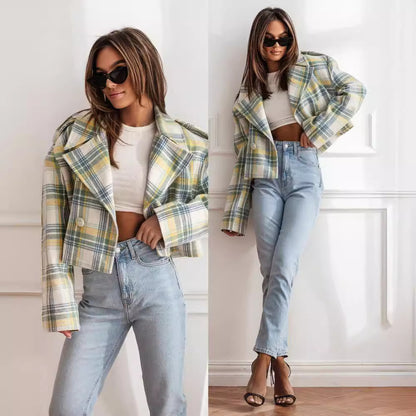 Damen Kurzjacke im trendigen Oversized-Stil mit doppelter Knopfleiste und weichem Material Stalluxe
