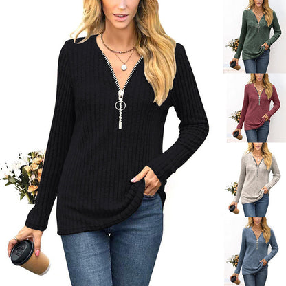 Damen Pullover mit hochwertigem Reißverschluss und feinem Rippdesign Stalluxe