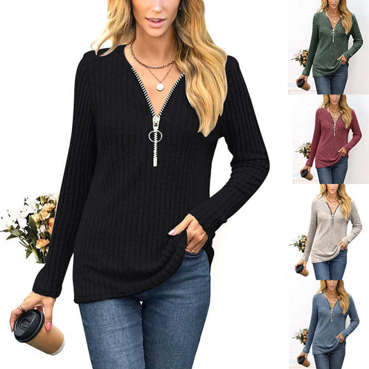 Damen Pullover mit hochwertigem Reißverschluss und feinem Rippdesign Stalluxe