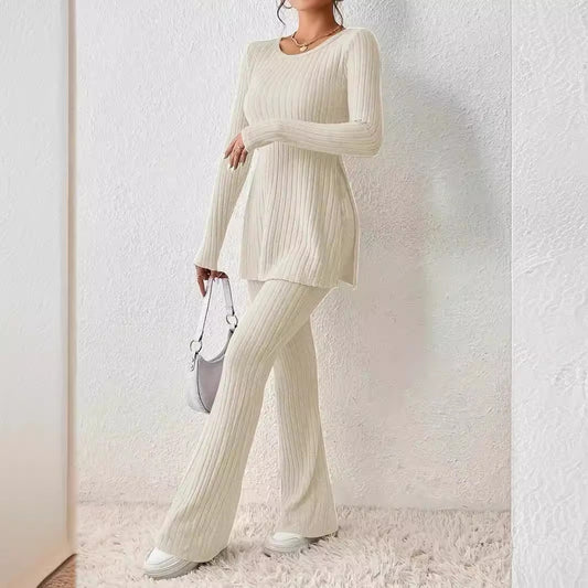 Damen Strickanzug mit hoher Taille und langem Arm Stalluxe