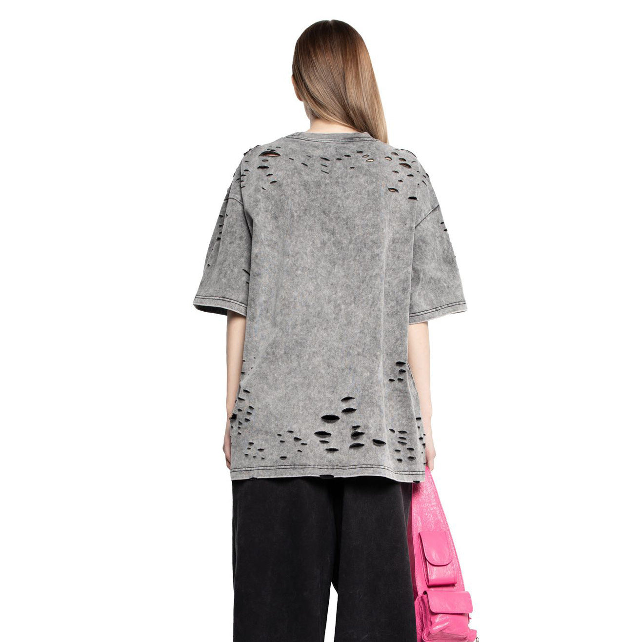 Damen Oversized T-Shirt mit modischen Destroyed-Elementen Stalluxe