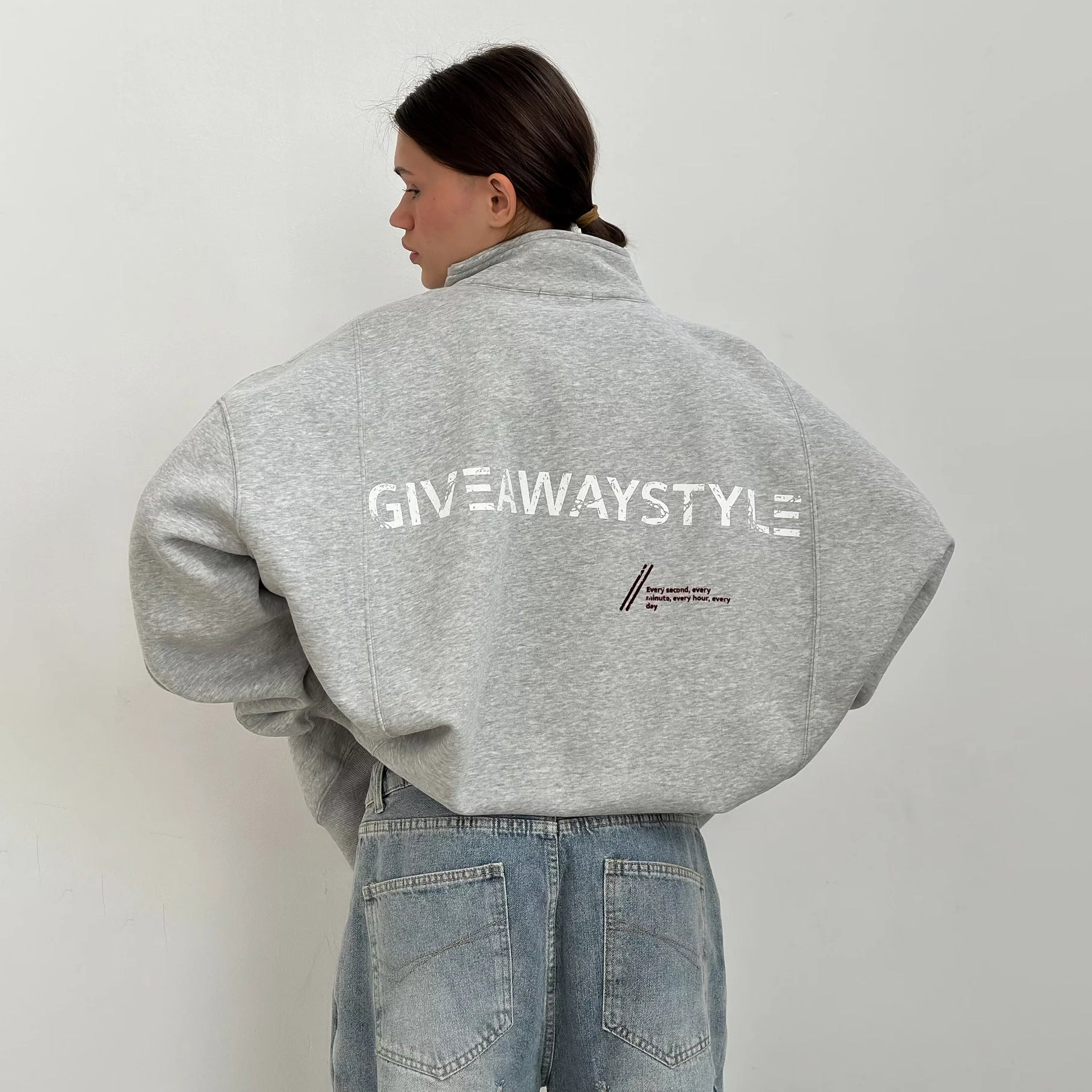 Damen Oversized Freizeitjacke mit urbanem Schriftzug Stalluxe