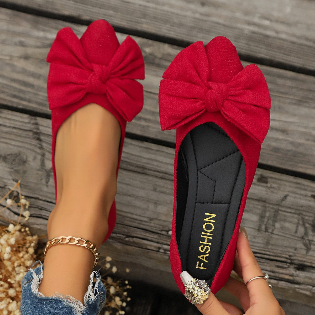 Damen Ballerinas mit eleganter Schleifenverzierung und weichem Innenfutter Stalluxe
