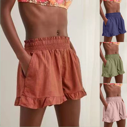 Damen Lockere Shorts mit Volant und Taschen Stalluxe