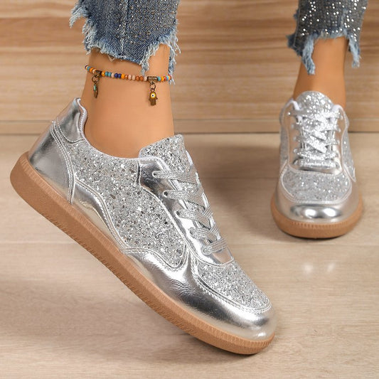 Damen Glitzernde Sneakers mit modischem Obermaterial und bequemer Sohle Stalluxe