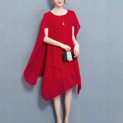 Damen asymmetrisches Chiffonkleid mit fließendem Schnitt Stalluxe