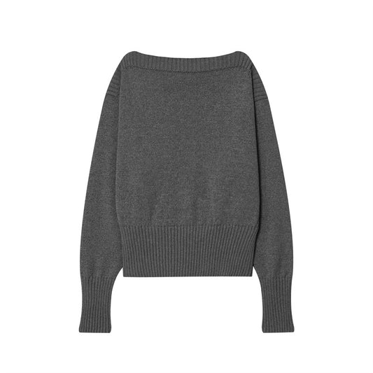 Damen lockerer Strickpullover mit überschnittenen Schultern und breitem Bündchen Stalluxe