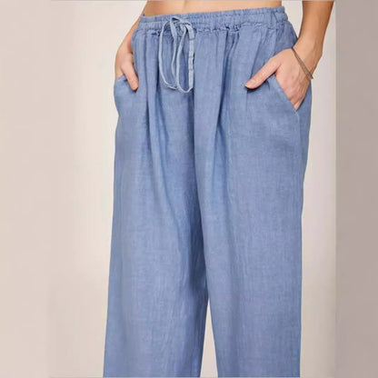 Damen Leinenhose mit weitem Bein und praktischen Seitentaschen Stalluxe