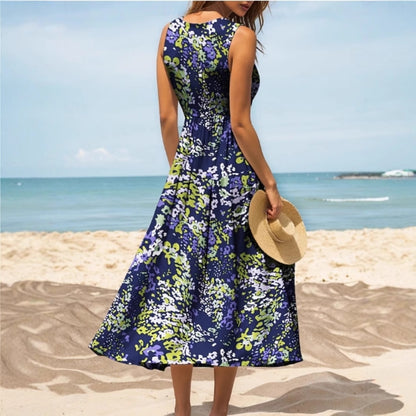 Damen Maxikleid mit verspieltem Blumendesign und weitem Rockabfall Stalluxe