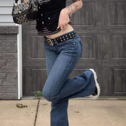 Damen lässige Flared Jeans im Retro-Stil mit hohem Bund Stalluxe