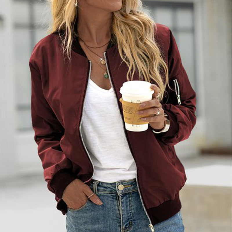 Damen stylische Bomberjacke mit praktischem Reißverschluss und seitlichen Taschen Stalluxe
