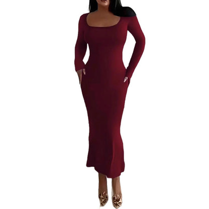 Damen Elegantes langes Abendkleid mit modernen Ärmeln und Taschen Stalluxe