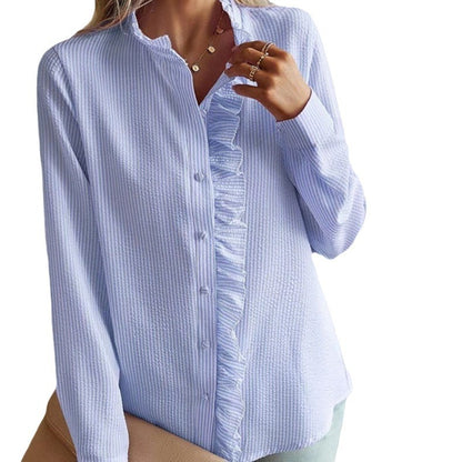 Damen charmante Bluse mit Rüsche Stalluxe