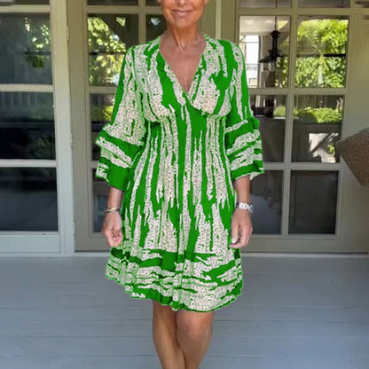 Damen lässiges Strandkleid mit V-Ausschnitt und weitem Rock Stalluxe