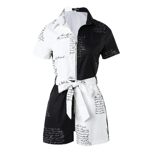 Damen Shorty-Overall mit grafischem Druck und modernem Schnitt Stalluxe