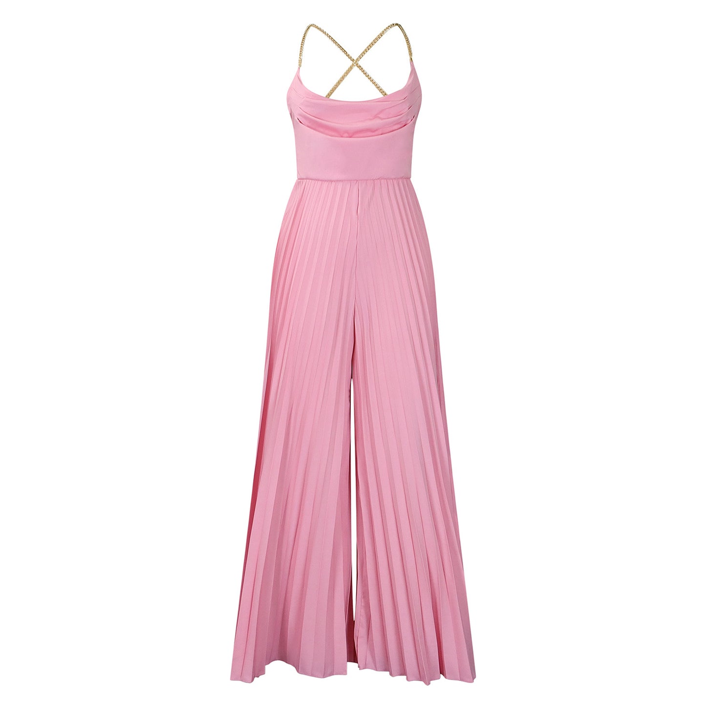 Damen Plissee Jumpsuit mit eleganten Spaghetti-Trägern Stalluxe Pink