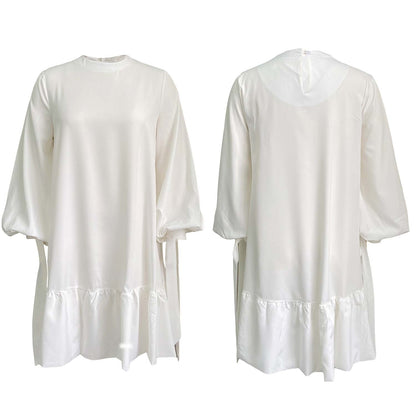 Damen lässiges Tunikakleid mit Rüschen und Bändchen Stalluxe