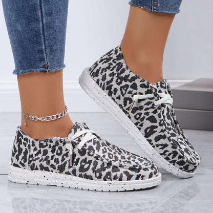 Damen Sneaker mit modischem Animal-Print und elastischen Schnürsenkeln Stalluxe