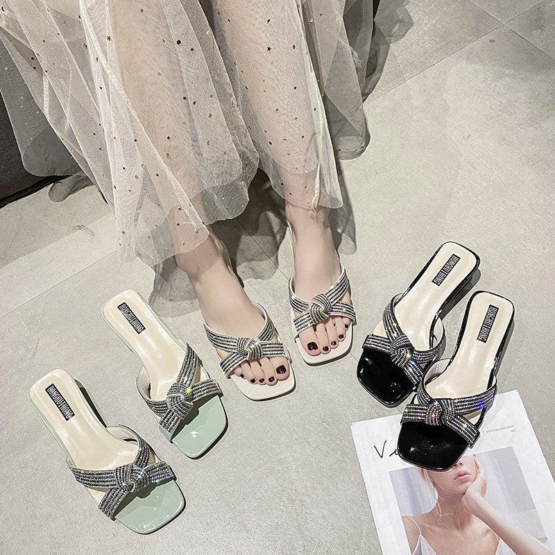 Damen elegante Sandalen mit Strassverzierungen und komfortablem Blockabsatz Stalluxe