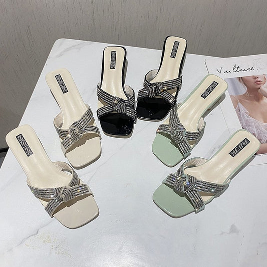Damen elegante Sandalen mit Strassverzierungen und komfortablem Blockabsatz Stalluxe