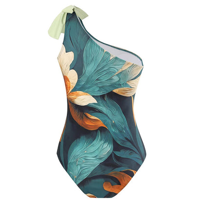 Damen Einteiler Badeanzug mit asymmetrischem Design und elegantem Wickelrock Stalluxe