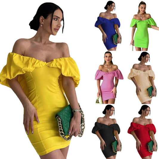 Damen Off-Shoulder Minikleid mit voluminösen Ärmeln Stalluxe