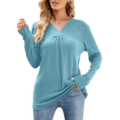 Damen V-Ausschnitt Langarmshirt mit asymmetrischem Schnitt Stalluxe