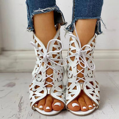 Damen Schnürsandalen mit kunstvollem Cut-Out-Design Stalluxe