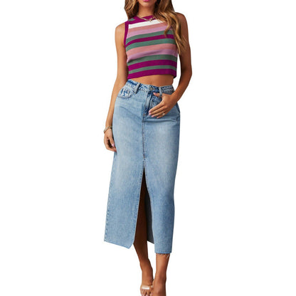 Damen Jeansrock mit modischem Schlitz und lässigem Schnitt Stalluxe