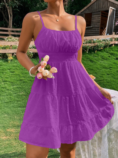 Damen Sommerkleid mit Rüschen und verstellbaren Spaghettiträgern Stalluxe