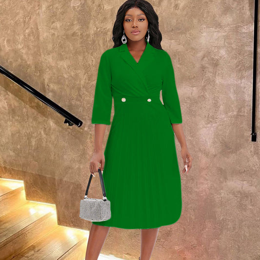 Damen elegantes Figurschmeichelndes Kleid mit tailliertem Schnitt und modischem Knopfdetail Stalluxe