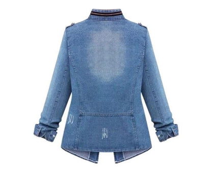 Damen Denim-Jacke mit praktischen aufgesetzten Taschen und Kordelzug Stalluxe