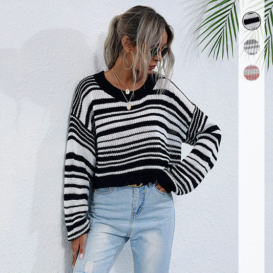Damen lockerer Strickpullover mit XL-Schnitt und asymmetrischem Ausschnitt Stalluxe