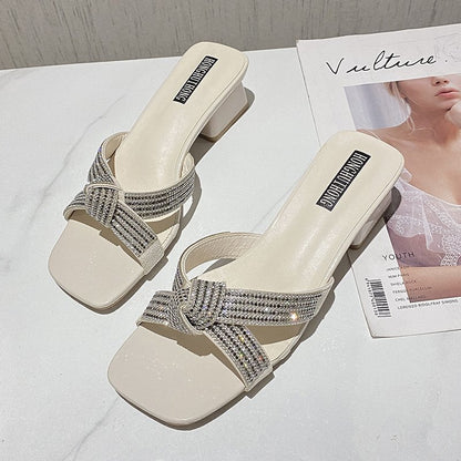 Damen elegante Sandalen mit Strassverzierungen und komfortablem Blockabsatz Stalluxe