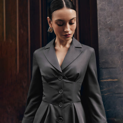 Damen Blazer-Kleid mit eleganten Falten und tailliertem Schnitt Stalluxe