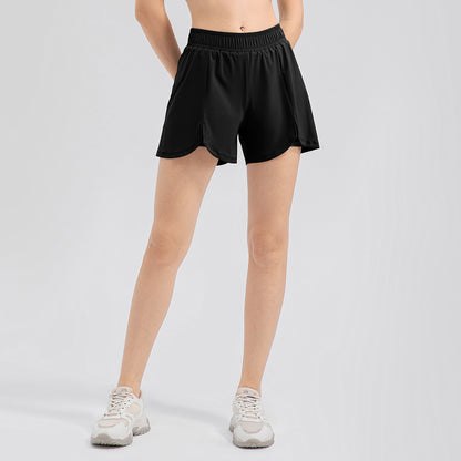 Damen Sportliche Laufshorts mit modischen Schlitzen und elastischem Bund Stalluxe