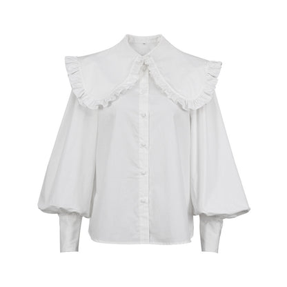 Damen Elegante Bluse mit voluminösen Ärmeln und Rüschensaum Stalluxe