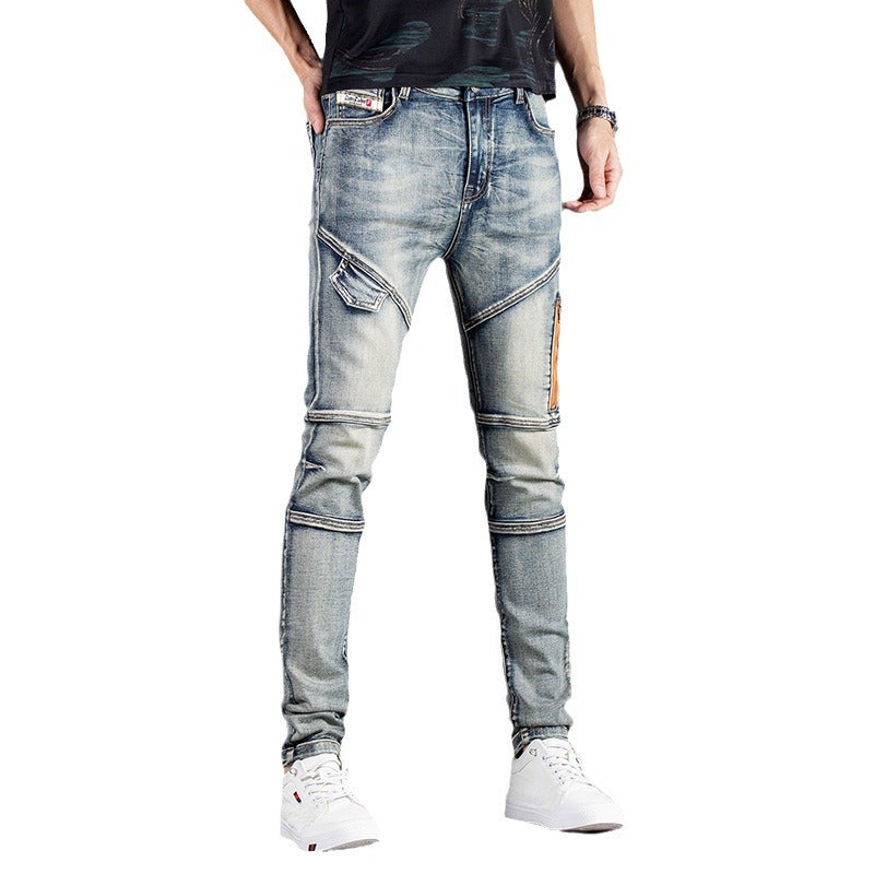 Herren Designer Slim Fit Jeans mit kreativen Reißverschlussdetails Stalluxe