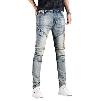 Herren Designer Slim Fit Jeans mit kreativen Reißverschlussdetails Stalluxe