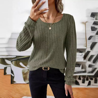 Damen Gestreifter Pullover mit Puffärmeln Stalluxe