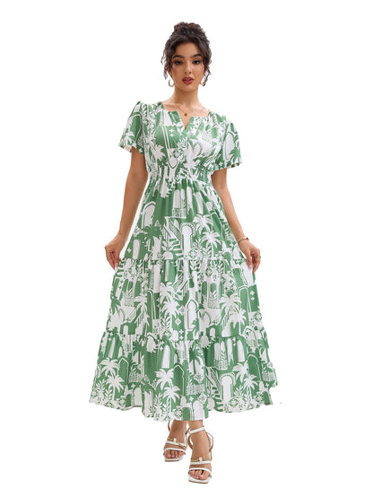 Damen Maxikleid mit floralem Druck und voluminösem Rock Stalluxe