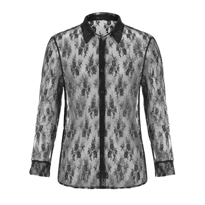 Damen Transparente Bluse mit floralen Spitzenmuster Stalluxe