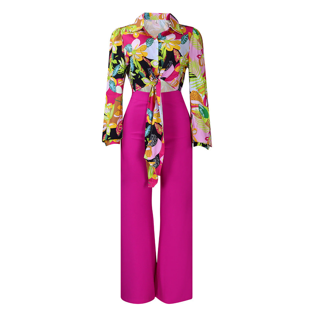 Damen Jumpsuit mit floralem Oberteil und weitem Bein Stalluxe