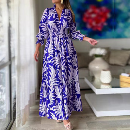 Damen Maxikleid mit voluminösen Ärmeln und floralem Druck Stalluxe
