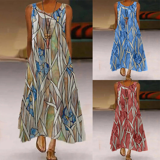 Damen Maxikleid mit floralem Muster und praktischen Taschen Stalluxe