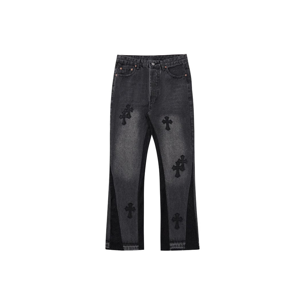 Damen kreative Jeans mit einzigartigen Farbblöcken und Detailapplikationen Stalluxe