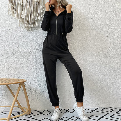 Damen modischer Jumpsuit mit elegantem Reißverschluss und praktischen Taschen Stalluxe