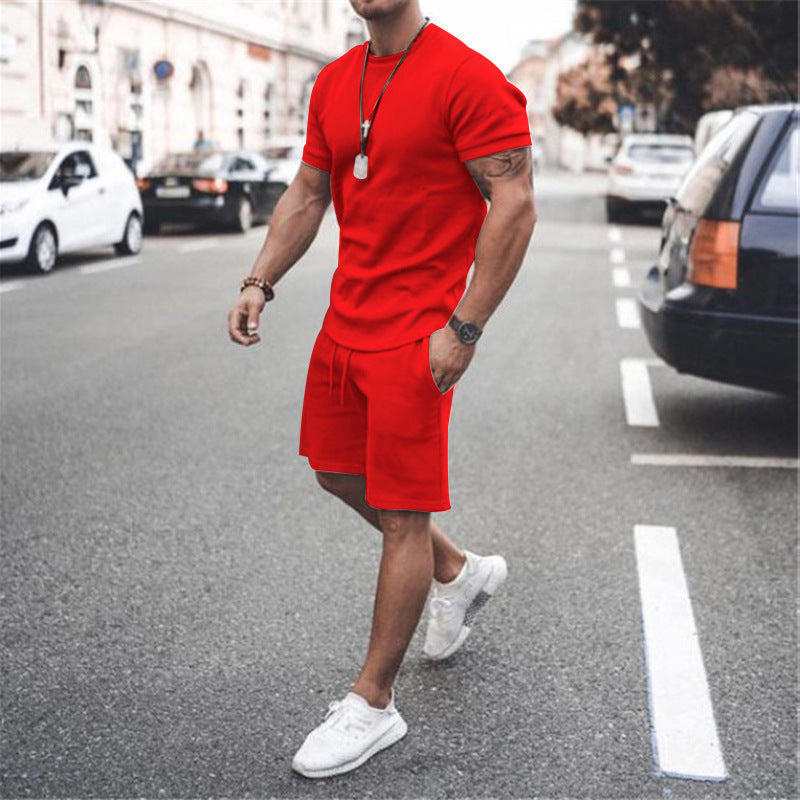 Product Image for Herren sportliches Sommer-Set mit atmungsaktivem T-Shirt und Shorts Stalluxe - Rot / M